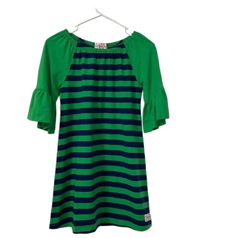Ruffle Girl Green & Blue Tunic Top(Size 14)
